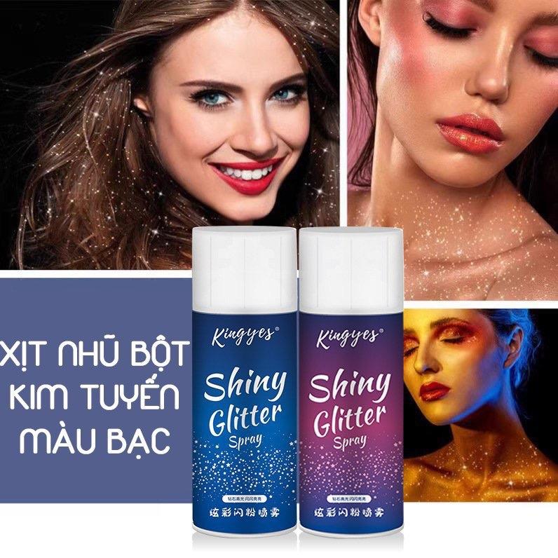 ￼Gôm Xịt Kim Tuyến Lấp Lánh Bắt Sáng ShinyGlitter Highligh Body Cơ Thể Tóc Không Gây Bết Lâu Trôi 1