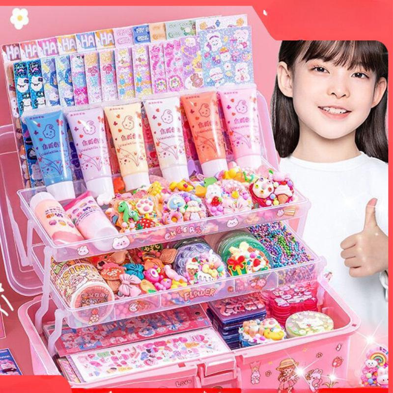 Bộ Dụng Cụ Làm Móc Treo Chìa Khóa Kem Keo, Bộ Thẻ GuKa Cream Đồ Chơi Sáng Tạo DIY Charm Handmade thủ công tùy chỉnh đồ tự chế đặc biệt đầy màu sắc hộp