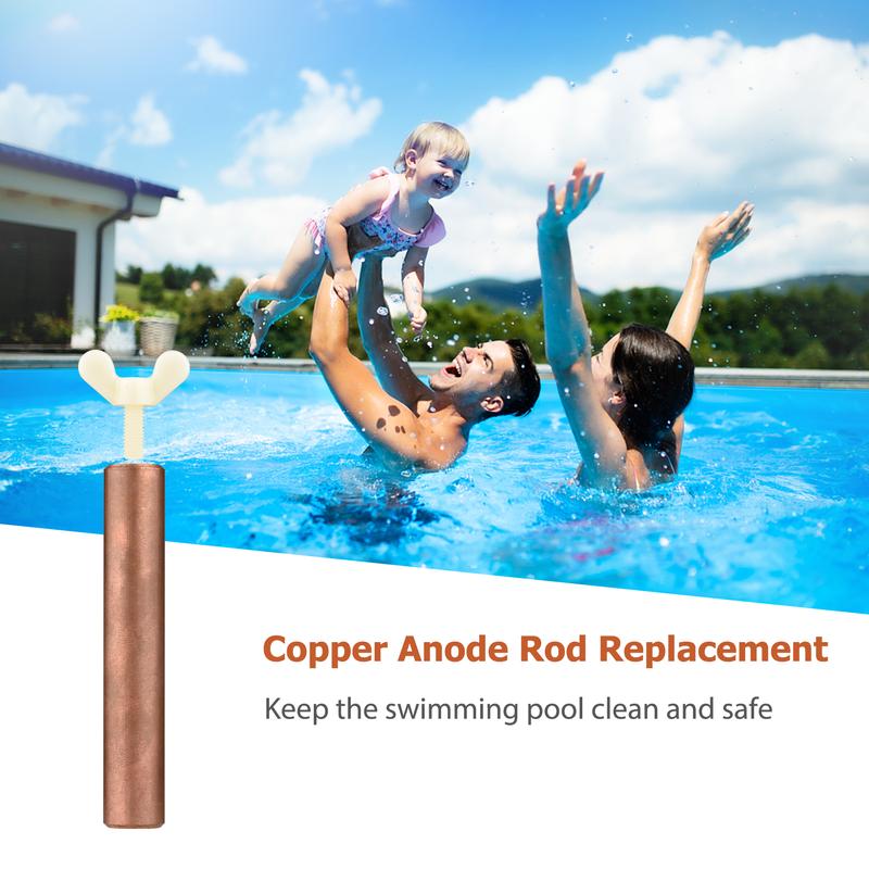 Copper Anode Rod Replacement for Solar Power Swimming Pool Purifier Solar Pool Ionizer Water Algae Inhibition Chlorine-Free Water Processor 3