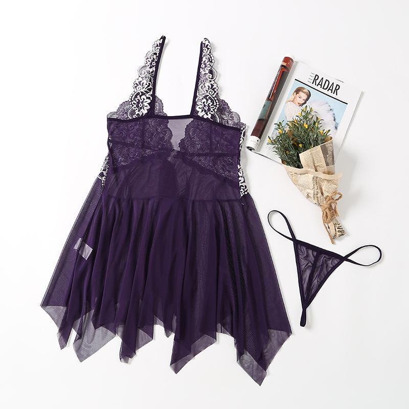Product Introduction of Women Sexy Night Dress Erotic Lingerie Front Closure  Transparent Lace Underwear 2025 Floral Sleepwear Sex Woman Nightie 20