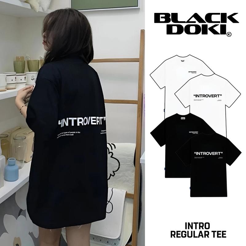 Áo thun nữ BLACKDOKI MAISON-INTRO áo phông basic hiện đại cá tính chất cotton dày dặn oversize Top Cổ Tròn Women Đen