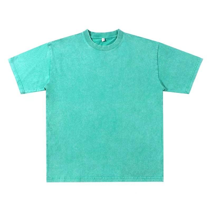 Product Introduction of 230G Heavy Washed Distressed Short-Sleeved T-shirt Men's All-Match Solid Color Loose round Neck 19
