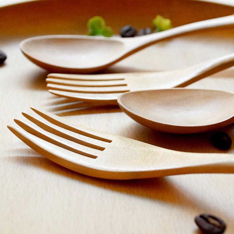 Product Introduction of FOOD PARADISE Natural Wooden Utensil Cereal Rice Soups Dinnerware Sets Spoon Tableware Fork 10