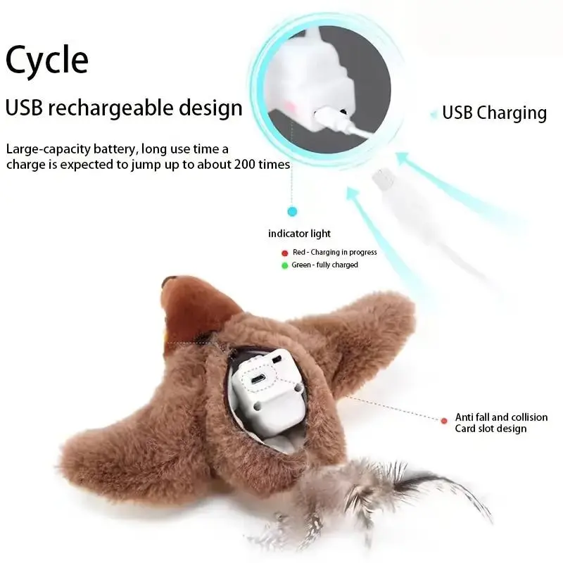 Electric Bird Design Cat Toy, USB Rechargeable Interactive Cat Teaser Toy, Pet Chasing Toy, Fun Indoor Cat Teething Toy, Pet Supplies 5