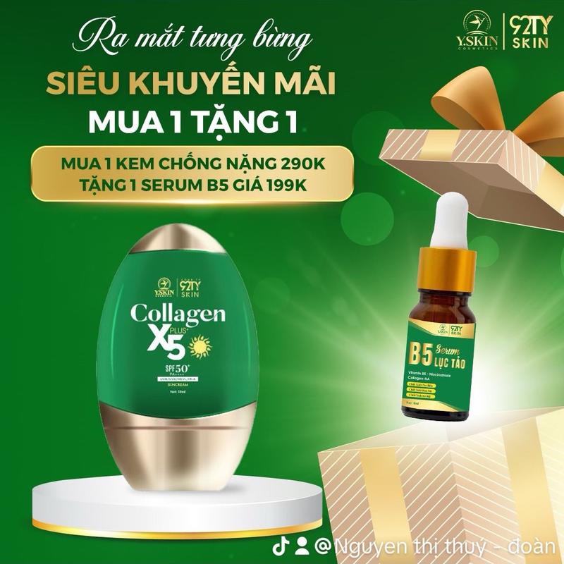 Mua 1 tang 3 Kem chống nắng nâng tông bảo vệ da collagen X5 yskin PHIÊN BẢN NÂNG CẤP CẢI THIỆN dành cho mọi loaii da 50G skincare nữ tặng ngay 1 serum mini hoặc 1 srm mini và 2 gói nmn