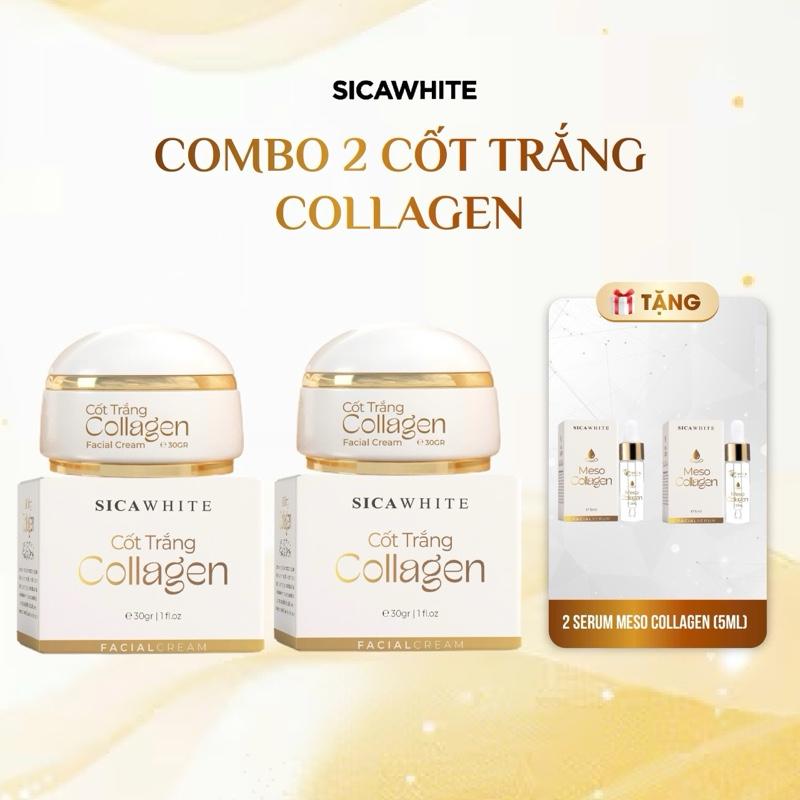 Combo 2 kem cốt trắng collagen tặng 2 serum meso 5ml. Hỗ trợ dưỡng trắng da.