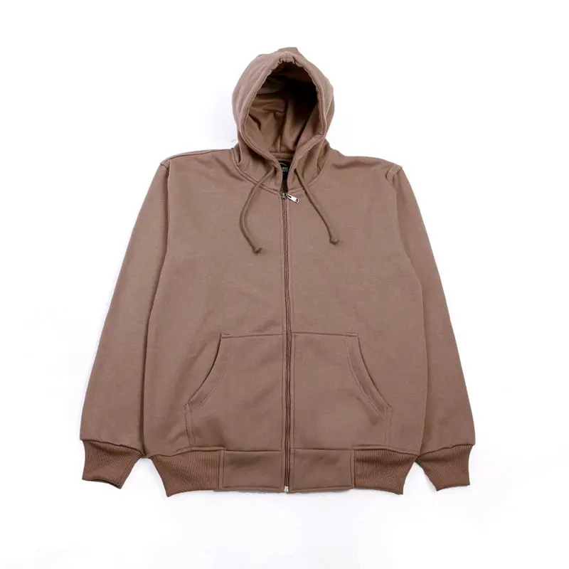 Jaket Hoodie Zipper Polos Dewasa Pria Wanita Ukuran L - XL - XXL Abu Army Fleece Sweater Distro 2