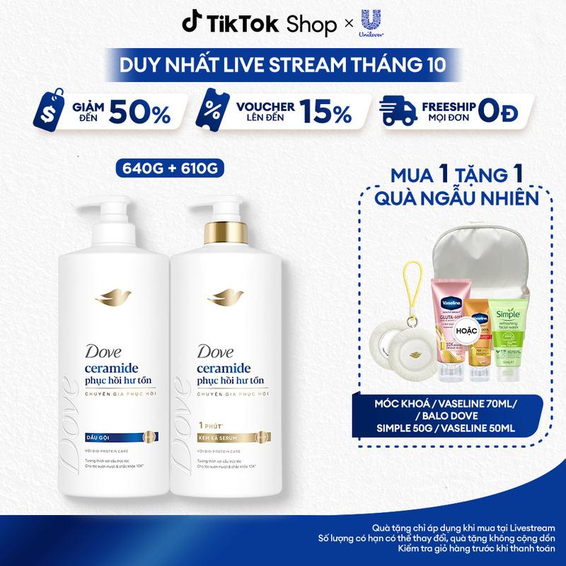 Combo 2 Dove Phục Hồi Hư Tổn Dầu Gội 640g + Kem Xả 610g [1]