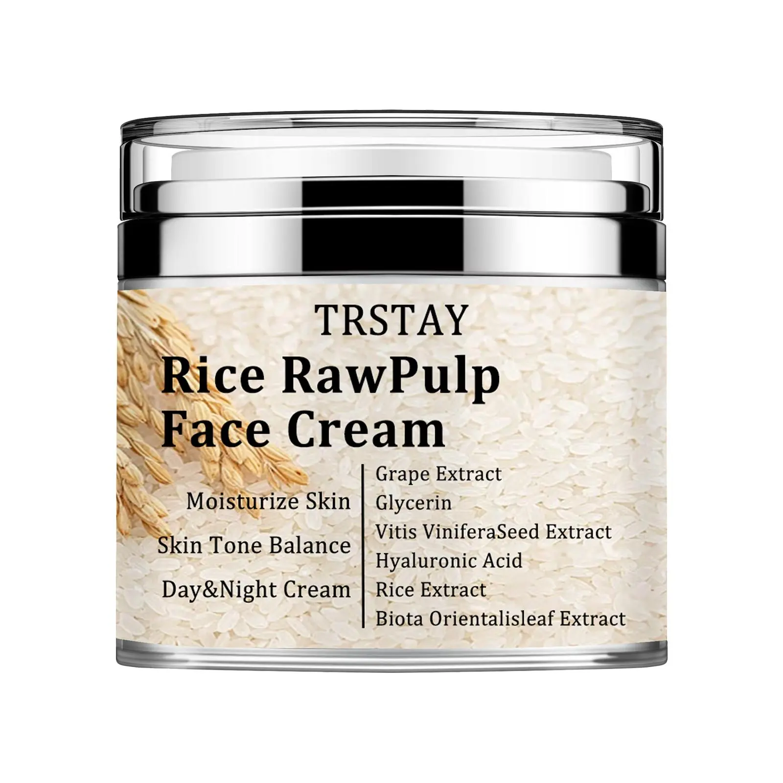 Rice Raw Pulp Face Cream, Moisturizing Skin Care Cream, Hydrating Nourishing Face Cream, Day & Night Face Lotion for Women and Men All Skin Types
