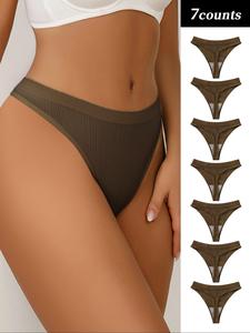 Women's Solid Color Thong, Casual Soft Comfy Breathable Panty for Daily Wear, Women's Underwear for All Seasons
