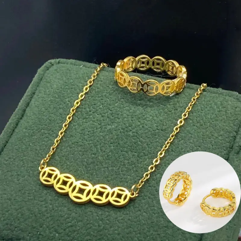 YH [3 in1set] money lucky Cather fashion suit stainless steel Women's packing box.
