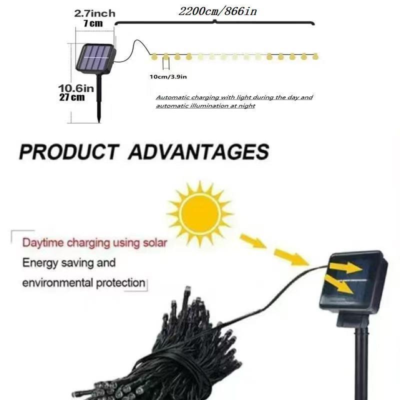 Solar Powered LED DIY Tree Light, 1 Count 12M LED Solar String Light, LED Fairy Lights String, IP65 Waterproof Garden Decorative Light For Courtyard Wedding Party Decoration 5