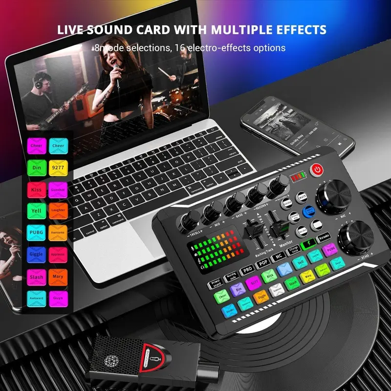 Podcast Equipment Bundle, Audio Interface with Studio Condenser Microphone, DJ Mixer for Podcasting, Singing, Streaming and Gaming 5