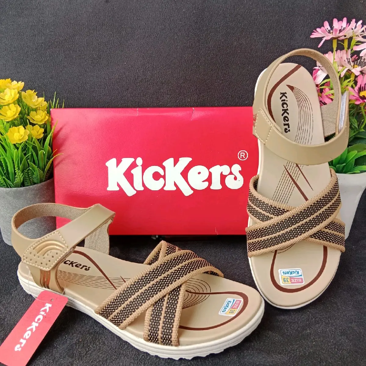 SANDAL WANITA MODEL TALI / SLIP ON TERBARU KEKINIAN ANTISLIP Coklat Sendal
