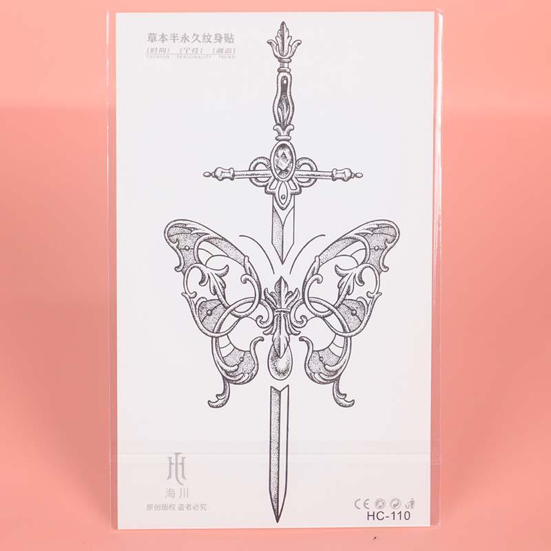 Wing & Butterfly & Sword Pattern Temporary Tattoo Sticker, 3pcs  Fake Tattoo Sticker For Men & Women, Body Art Sticker 9