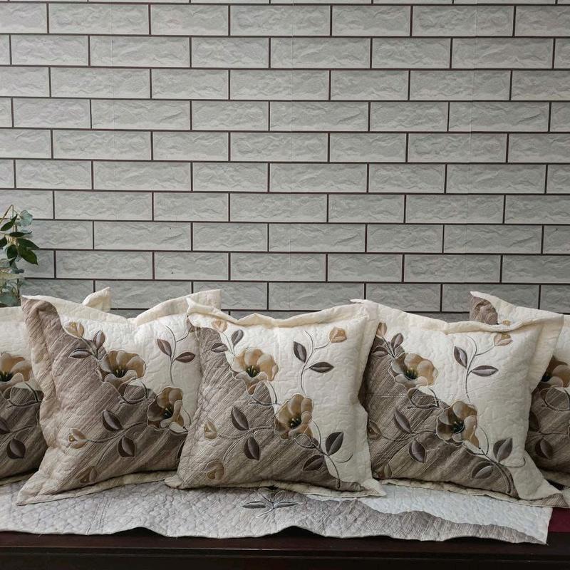 SET SARUNG BANTAL SOFA COKLAT uk.40x40/ uk.45×45 ,isi 5 sarung bantal + 1 taplak meja 0
