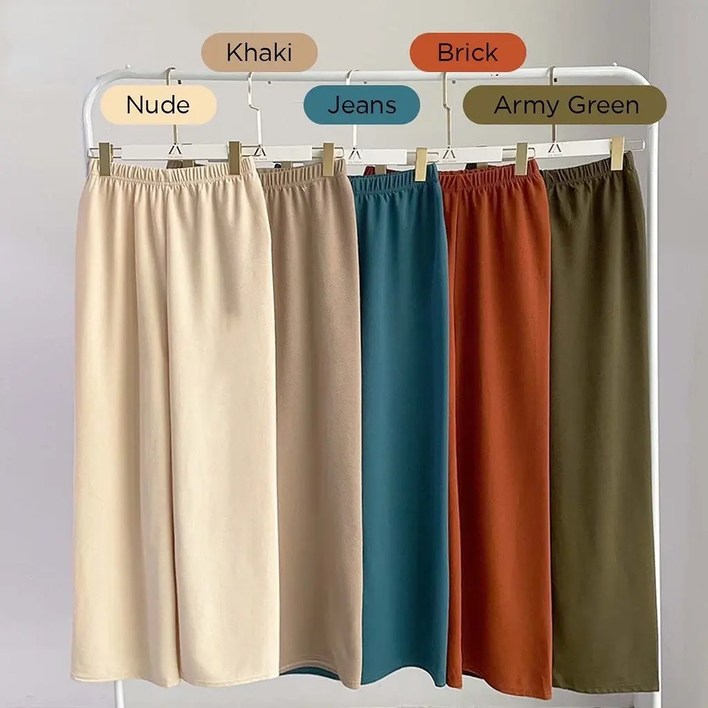 Fairy Bloom Palazo Muslimah High Waist Long Pants for Women Baggy Wide Leg Trousers Seluar Perempuan Murah Cantikntik Clothing Palazzo