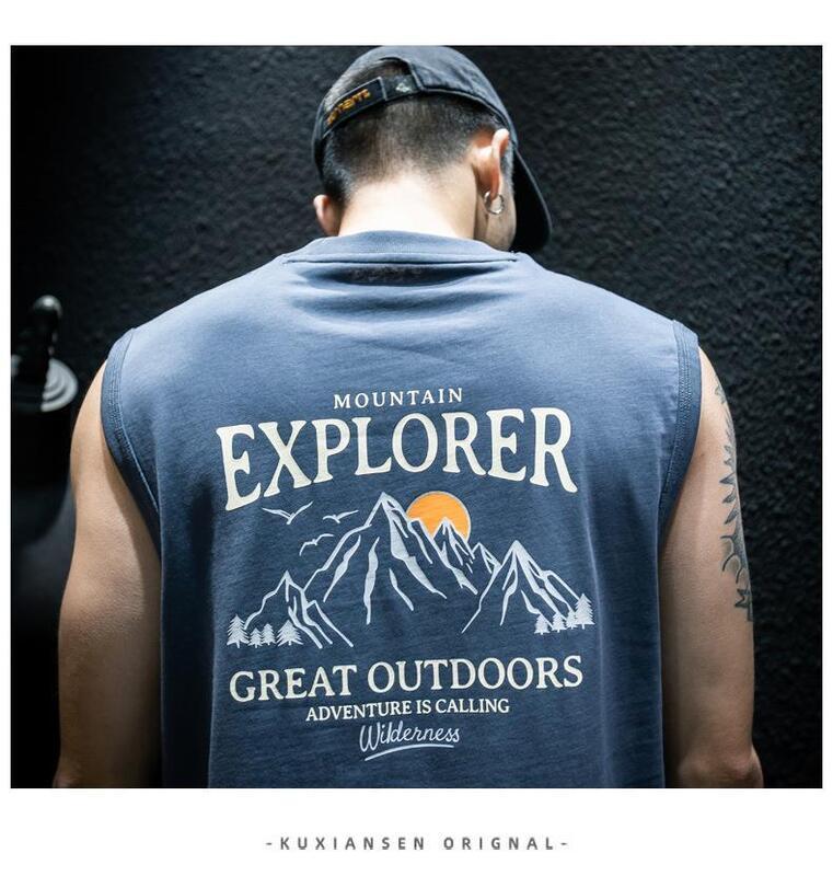 Product Introduction of Summer Sleeveless T-Shirt Vest For Men, Loose And Trendy Brand Ins, Large Size, Camisole, Half Sleeved, American Sports Short Sleeved T-Shirt 25