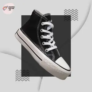 Ready Sepatu Anak Sekolah/Kerja/Kuliah Boot Tinggi Hitam Size 21-43 Sepatu Sekolah Termurah Sneakers Casual Anak Perempuan Laki-Laki