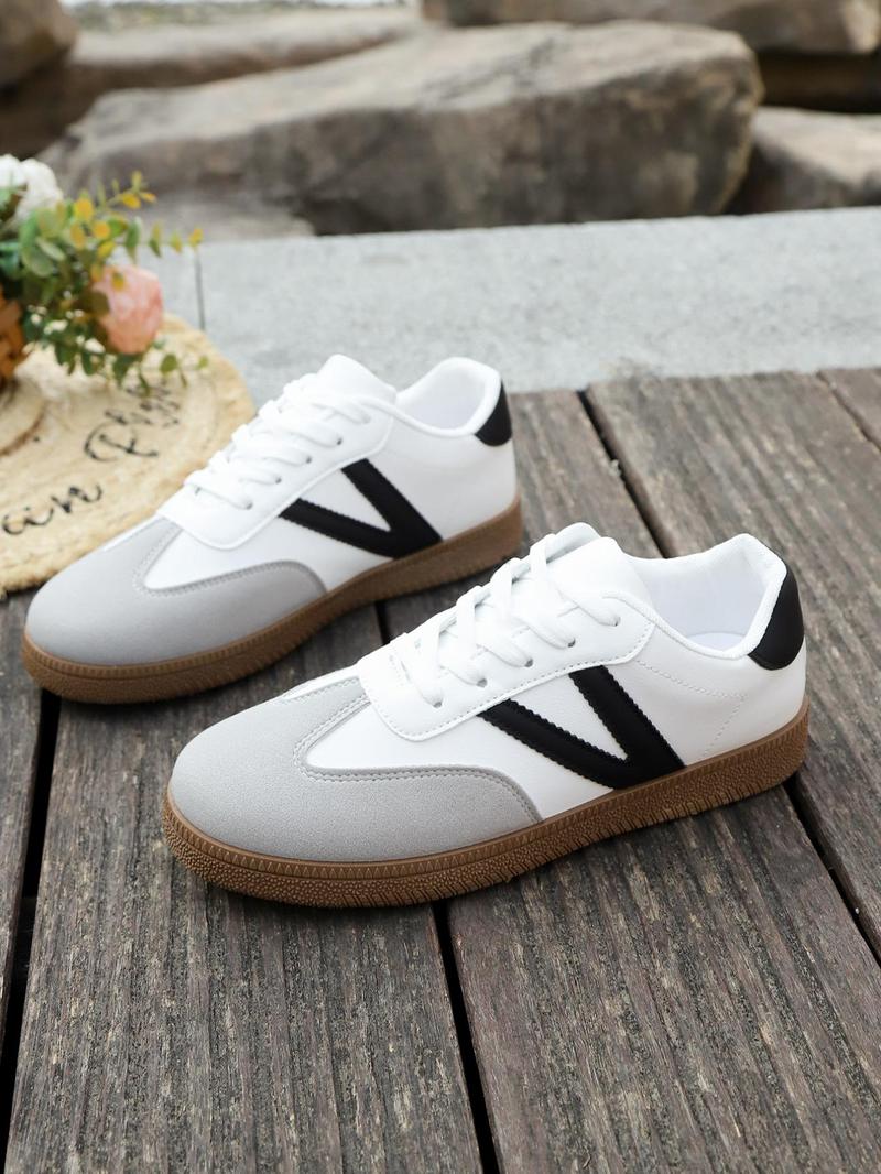 Product Introduction of Women's Fashionable Plain Color Lace Up Sneakers, Casual Comfortable Breathable Sports Running Shoes, All-match Basic Shoes for Daily Wear 9