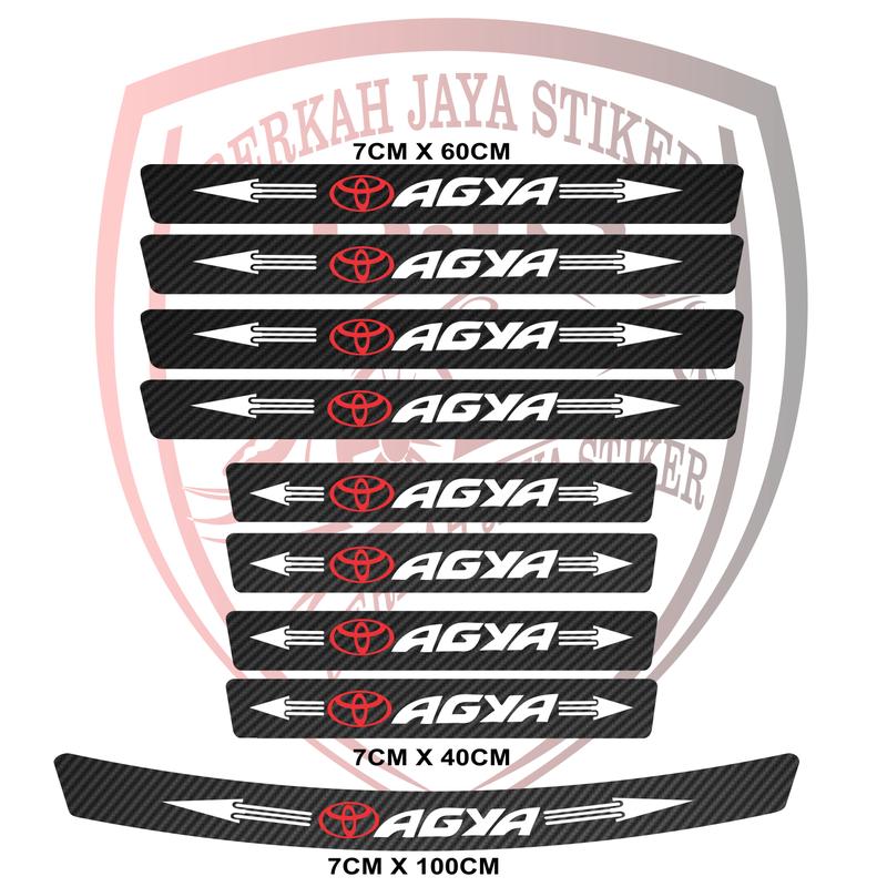 9 Pcs Stiker Pelindung Pintu Mobil Agya 3D Door Sill Plate Guard Toyota Stiker Pelindung Pijakan Lantai Pintu Mobil 3