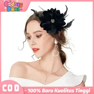 Set Bros Bunga Mewah Pin Bahu Kristal & Bulu Jumbo Handmade untuk Wanita