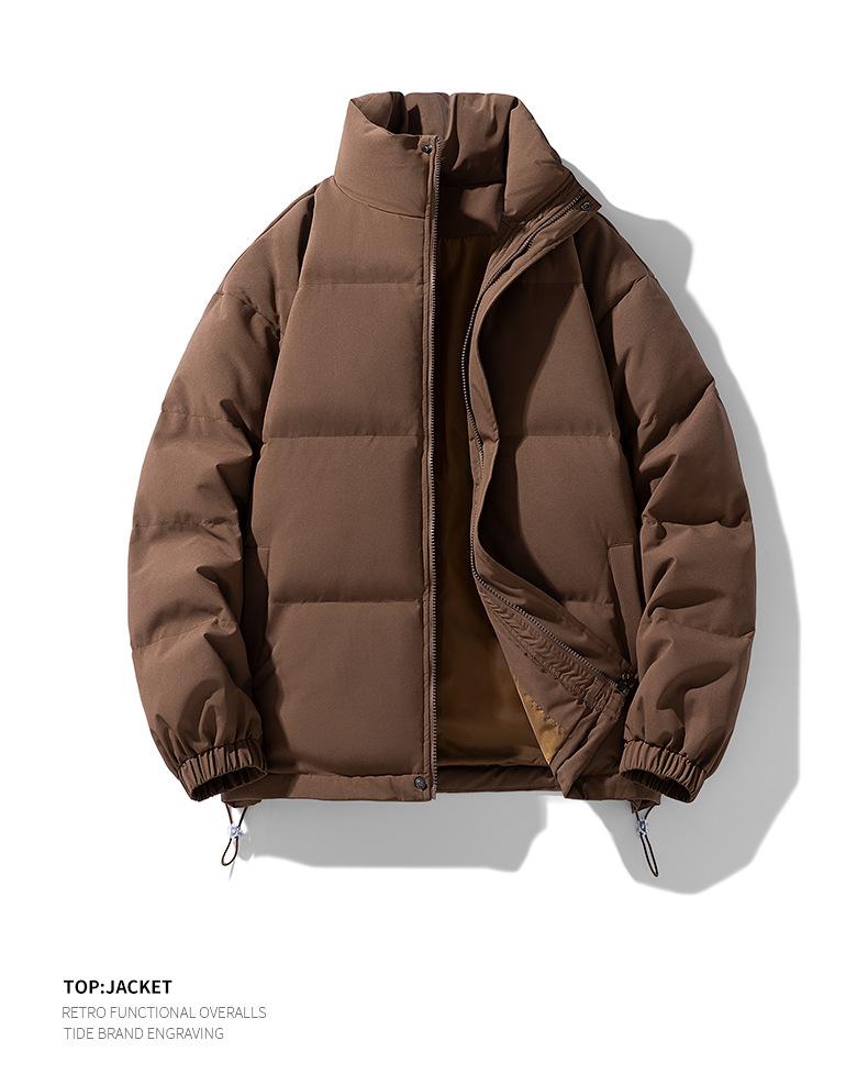 Product Introduction of In Stock Couple's down Jacket Thickened Warm Cotton Coat Cold-Resistant Baggy Coat Men's and Women's Jacket Solid Color Stand-up Collar down/Cotton-Padded Jacket Men's and Women's New Winter Thicken Thermal Trendy Casual Couple's Bread Coat 15
