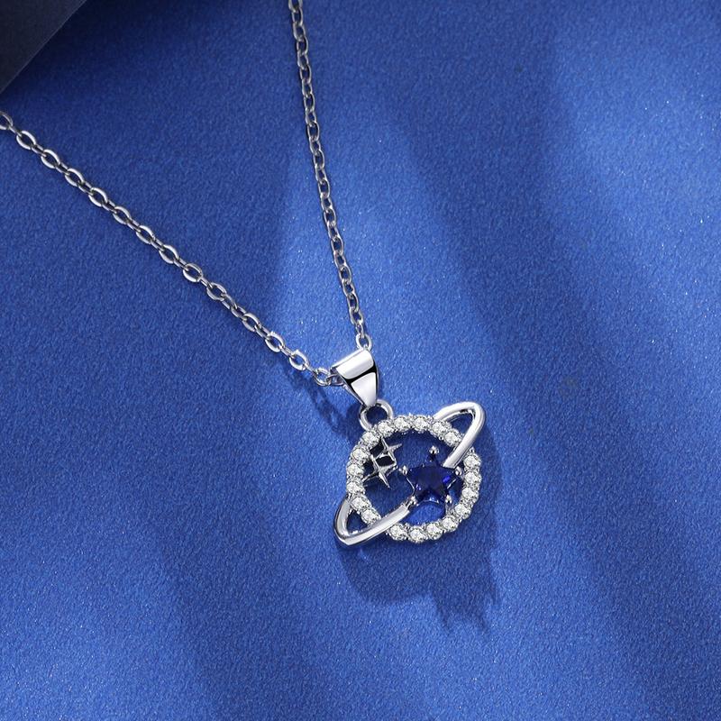 Product Introduction of Blue Planet Necklace Women Planet Sapphire Blue Necklace 1