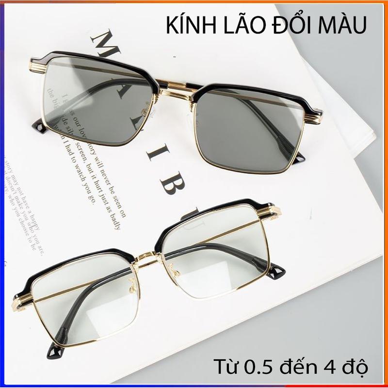 Kính viễn thị lão thị đọc sách báo đi đường ra nắng đổi màu chống bụi có số từ +05 đến +4 độ FERADO