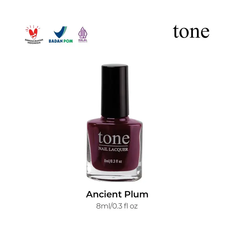 TONE Nail Lacquer Greek Cherry & Ancient Plum | Cat Kuku Maroon | Kutek Merah | Kutek Halal Muslimah 2
