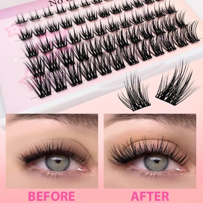 Self Adhesive False Eyelash, Natural Look Fake Eyelash for Extensions, Eye Makeup Product, Professional Eye Makeup Accessories, Cosmetic, False Eyelashes Set, Eyelash Extension Kit, DIY Eyelash Extensions, DIY Eyelash Clusters, Individual Eyelash Bundles 4