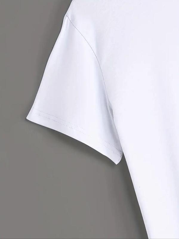 Men's Cartoon & Letter Print Round Neck Tee, Regular Fit Casual Short Sleeve T-shirt for Summer, Men's Top for Daily Wear 3