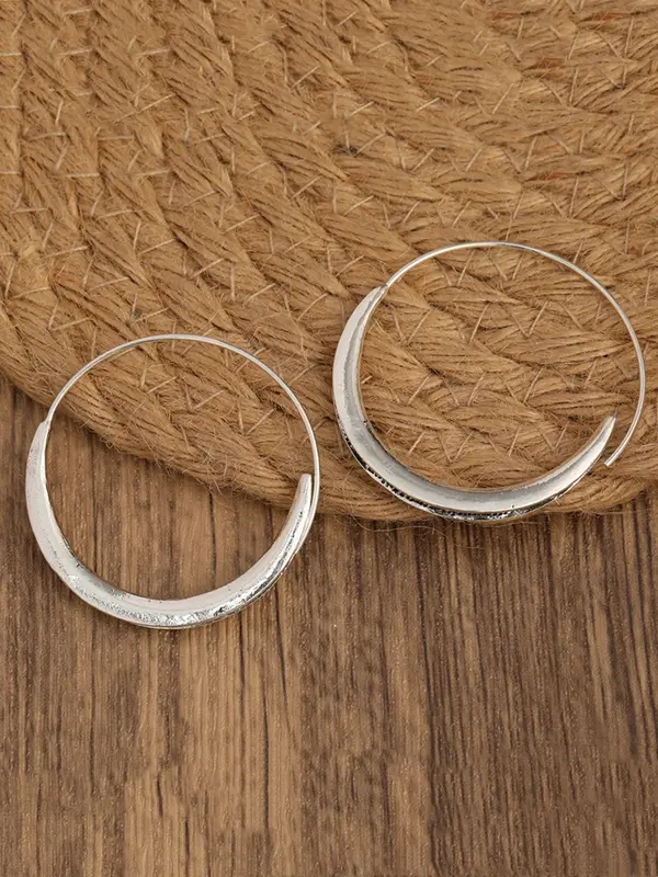 Women's Boho Style Round Shaped Hoop Earrings, Vintage Trendy Hoop Earrings, Chic Gorgeous Jewelry As Gift for Girlfriend 4