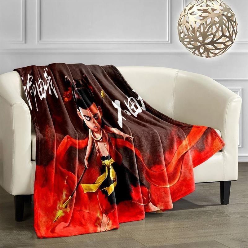 Chăn vải nỉ, Dòng Guochao Nezha, Chăn Bìa, Chăn Điều Hòa Không Khí, Chăn Ngủ Trưa, Chăn Cắm Trại, Đa Năng 2