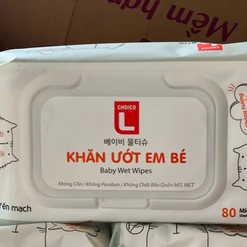 Combo 5 gói khăn ướt baby L choice 80 miếng.hương thơm yến mạch dịu nhẹ,an toàn cho bé 4