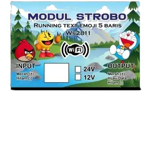 Modul Strobokaca running text 5 baris emoji led WS2811 animasi DORAEMON Dan animasi bergerak lainya