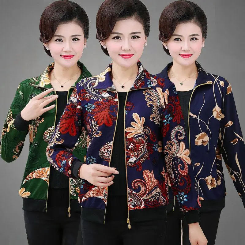 Quần Áo Mùa Xuân Cho Mẹ, Áo Khoác Mỏng, Dành Cho Phụ Nữ Trung Người Già Và Cao Tuổi, Áo Có Khóa Kéo, Áo Khoác, Dài Ngắn, Thích Hợp Cho Mùa Xuân, Quần Áo Nữ Trung Người Già