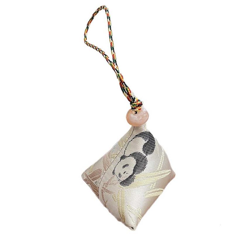 Product Introduction of Key Ring Cotton Embroidered Zongzi Pendant Linen Polyester Loong Boat Festival Gift Tang Dynasty Flower Hanfu Accessories Car Key 15
