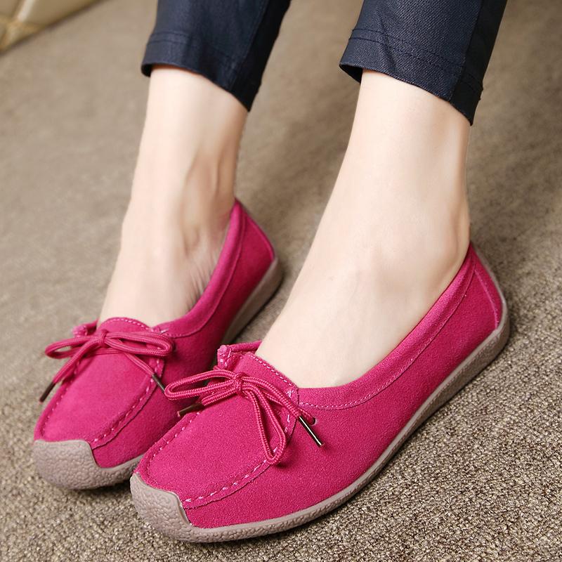 Large Size 35-43 Flat Loafers Women's Shoes Non-Slip Genuine Leather Snail Shoes Mom Shoes 1