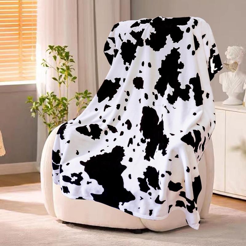 Cow Print Flannel Blanket, Soft Lightweight Throw Blanket, Portable Air Conditioning Blanket for Home Office, Girly Bedroom Accessories, Boyfriend Gift 2