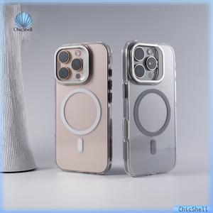 Ốp Điện Thoại Từ Tính Trong Suốt, Có Giá Đỡ Ống Kính, Dành Cho iPhone 16, 13, 14, 15 Pro Max, 16 Pro Max, 15Plus, 16Plus, Ốp Cứng, Chống Sốc, Tương Thích Với MagSafe