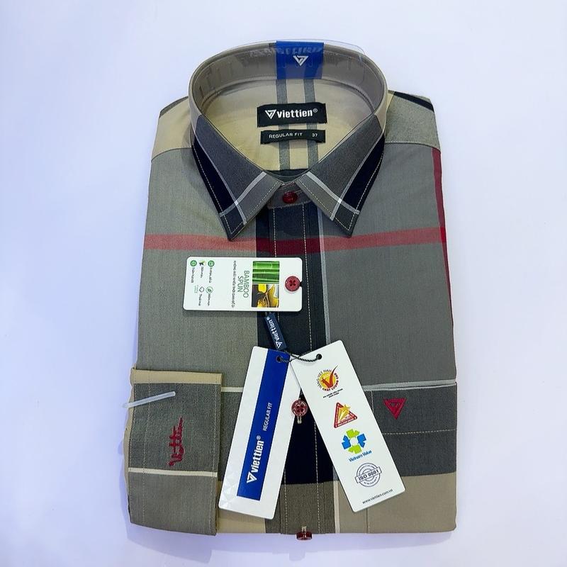 Áo sơ mi nam dài tay việt tiến phom regularfit (6070)