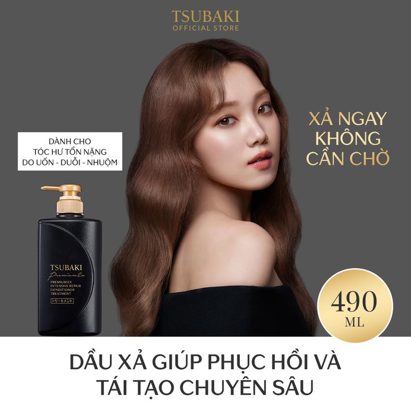[] [Võ Hà Linh x TSUBAKI] COMBO 3 Dầu gội dầu xả phục hồi chuyên sâu Tsubaki Premium Ex Intensive 490MLx2 và Mặt nạ tóc cao cấp Tsubaki Premium Repair Mask 180G