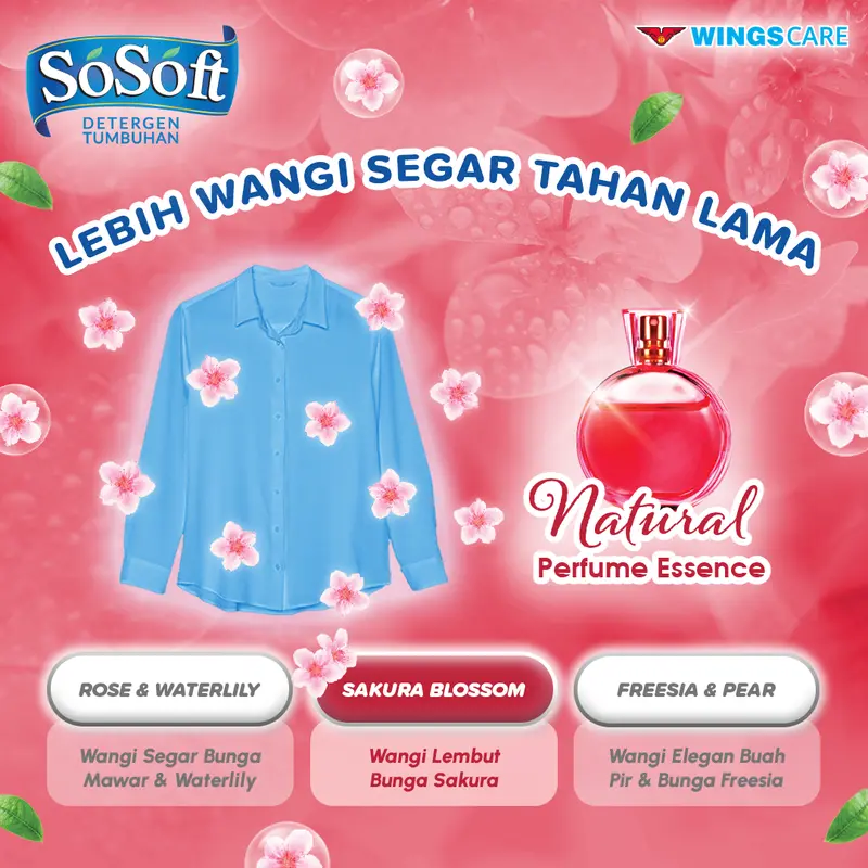 SoSoft Deterjen Cair Sakura Blossom Botol 700ml 5