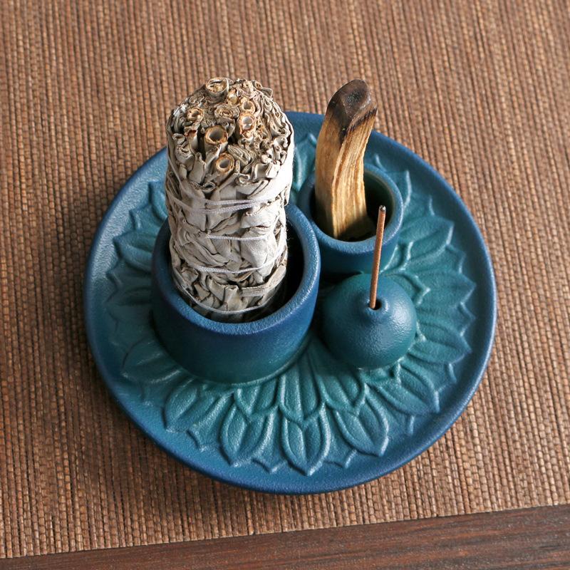 Product Introduction of Atmosphere Creator Export Nordic Style Ceramic Aromatherapy Candle Holder Black Sacred Wood Burning Plate Ceramic Base Wax Holder 5
