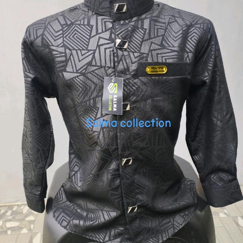 KEMKO KEMEJA KOKO SULTAN ANAK USIA 1-12 TAHUN EMBOS PREMIUM MODEL TERBARU 2023 HITAM Motif Muslim Baju Nyaman 4