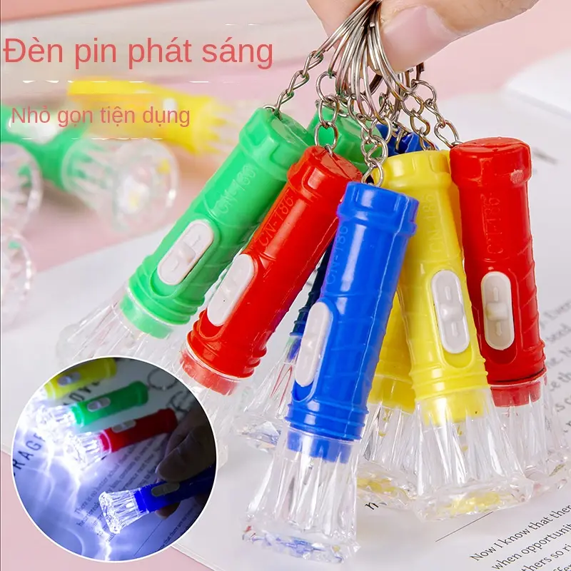 Móc Chìa Khóa Đèn Pin Nhỏ Dạ Quang, Đèn Cầm Tay Quà Tặng Nhỏ Cho Trẻ Em, Kích Thước Nhỏ, Làm Bằng Nhựa Móc Khoá