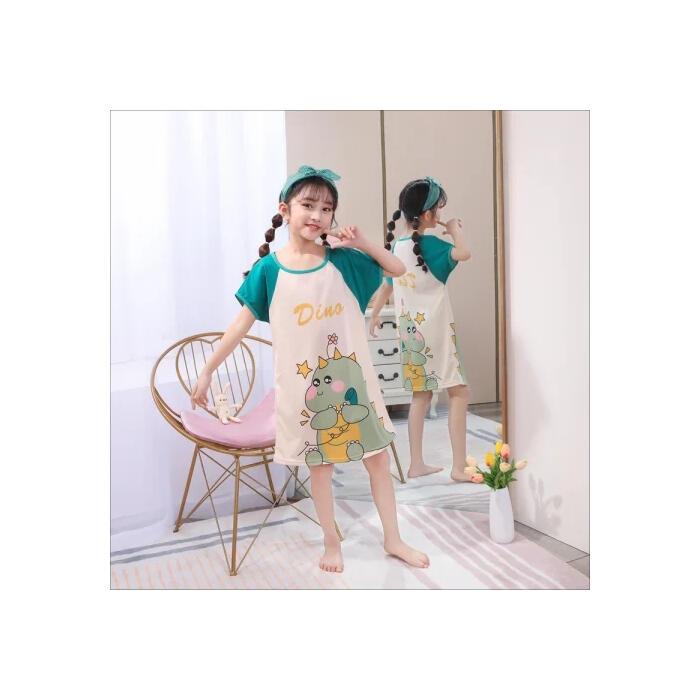 Skin-friendly Children Short Sleeve nightclothes Girls Polyester Round-Neck pyjamas for 12 - 13 years 6