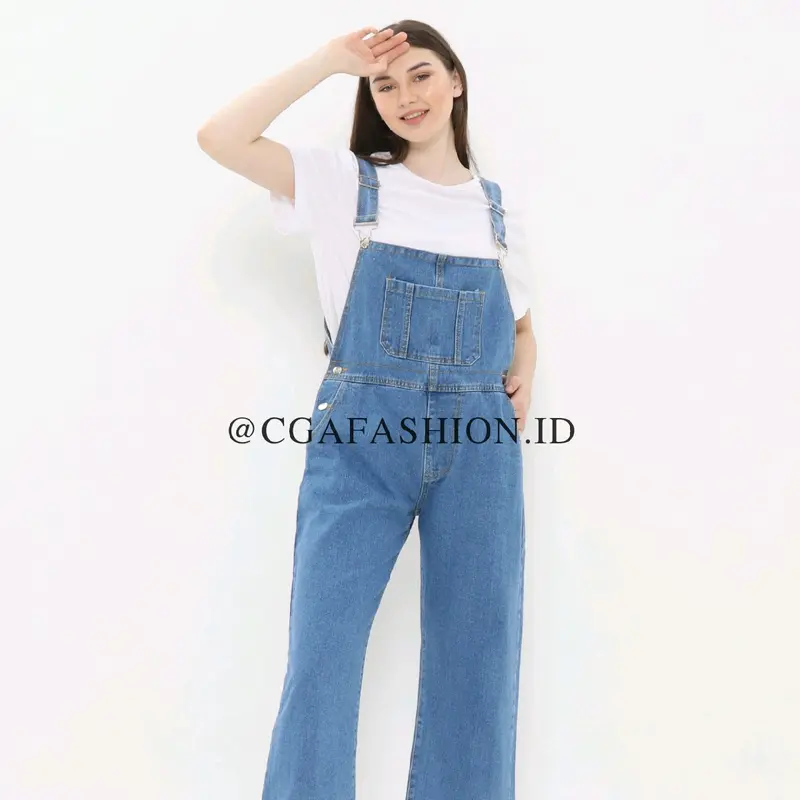 {CUCI GUDANG} Irene Jumpsuit Longgar Jumpsuit Denim Pakaia Kodok Overall Tali Ikat Celana Wanita Celana Jumpsuit High pinggang Lebar Kaki Celana Panjang 8