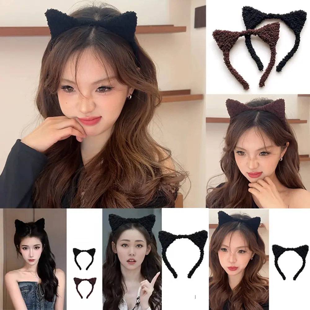 Creative Fashion Cat's Ears Hair Band Wash Face South Korea Cute Plush Hair Card Net Red Super Cute Apply Facial Mask Makeup Hair Ornament